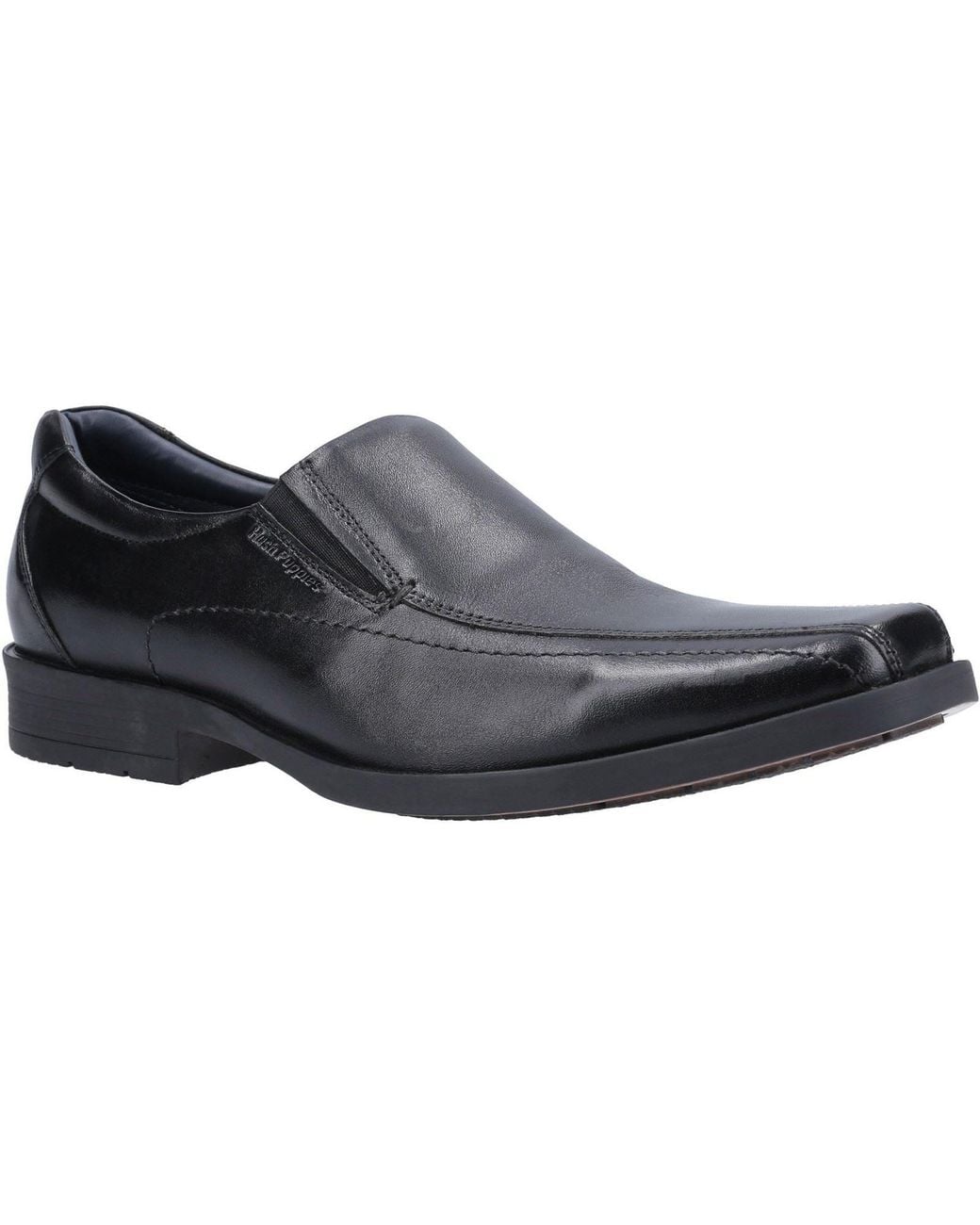 Hush Puppies Black Brody Leather Slip-On Shoes for men