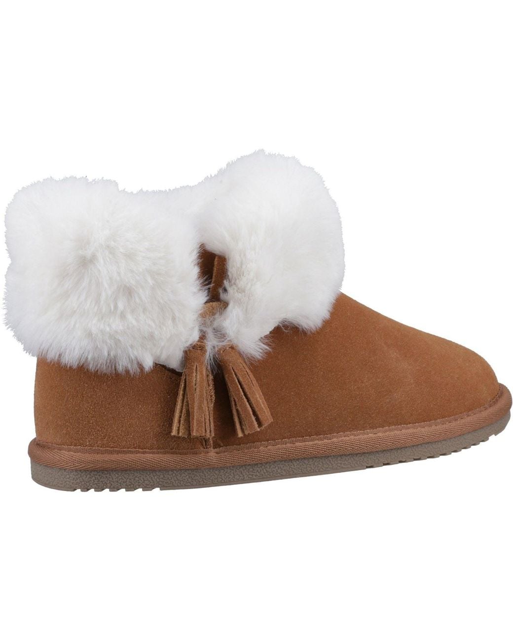 Hush Puppies Brown Ayana Suede And Faux Fur Slippers