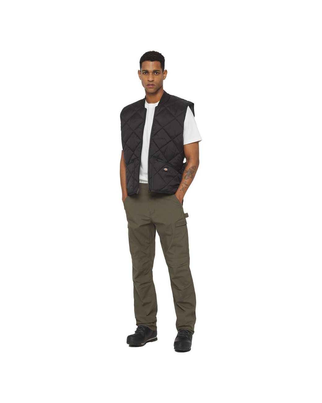 Dickies Black Diamond Quilted Vest Gilets Nylon for men