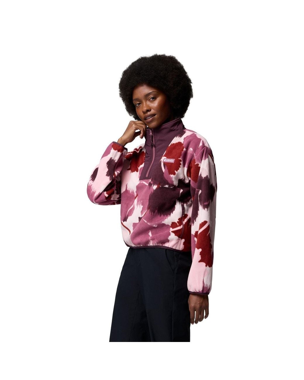 Columbia Red Sequoia Grove Ii Printed Half Zip Polyester Fleece Pullover