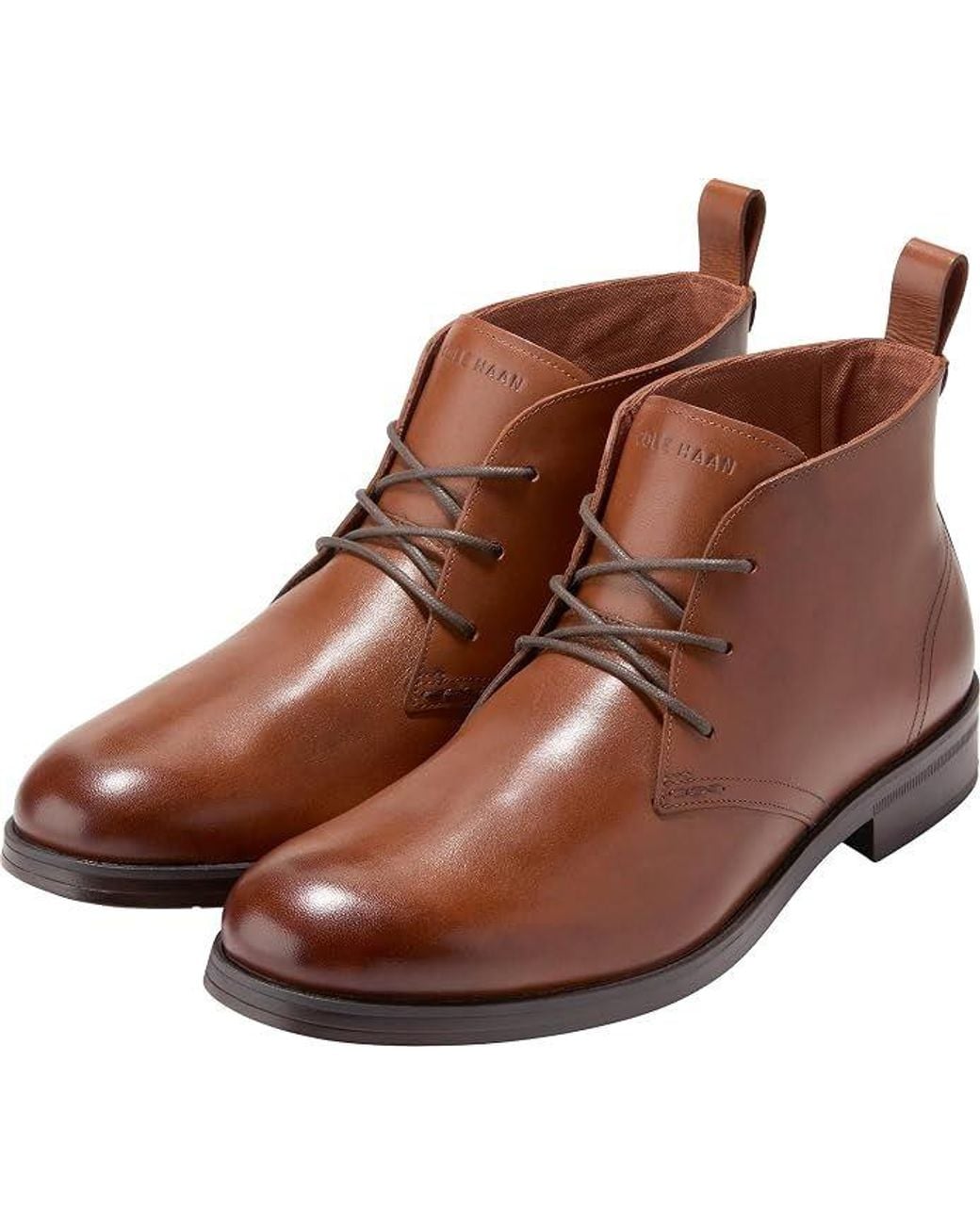 Cole Haan Brown Newmark Grand Flexcraft Leather Tan Chukka Boots for men