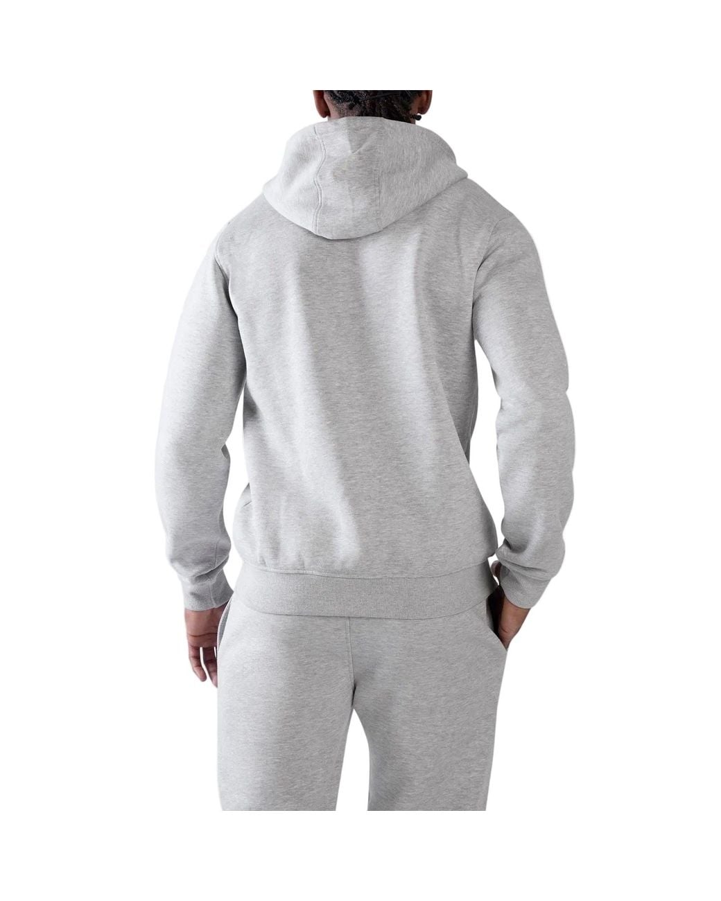 Reebok Gray Id 2-Col Logo Hoodie Cotton Hooded Sweatshirt for men