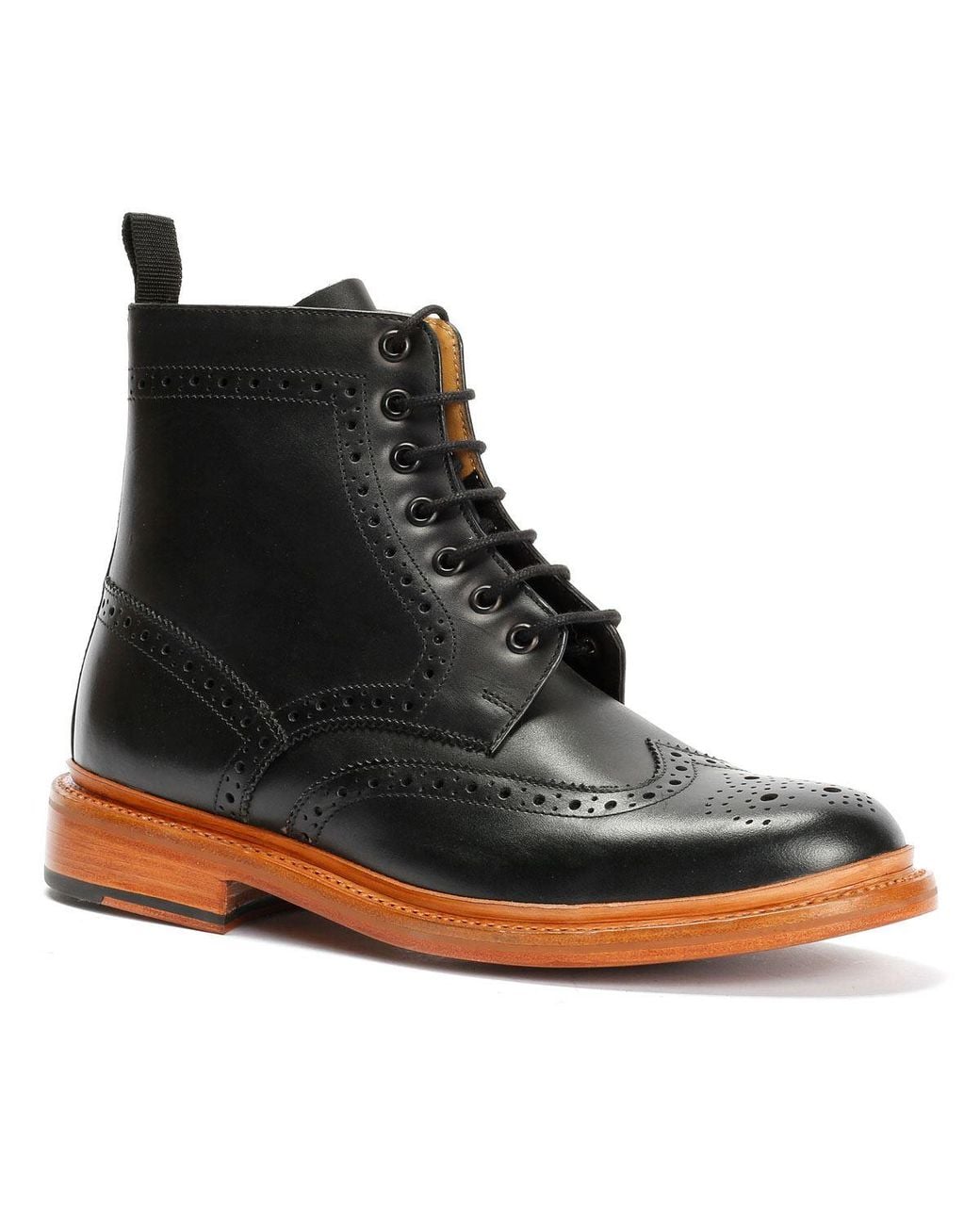 Chapman & Moore Black Walter Brogue Leather Boots for men