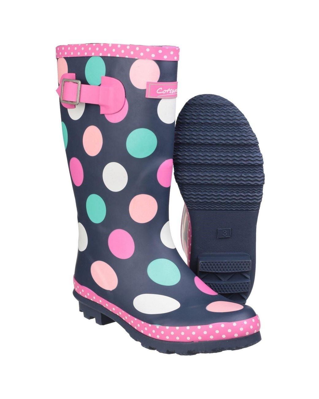 Cotswold Blue Dotty Rubber Multicoloured Wellington Boots