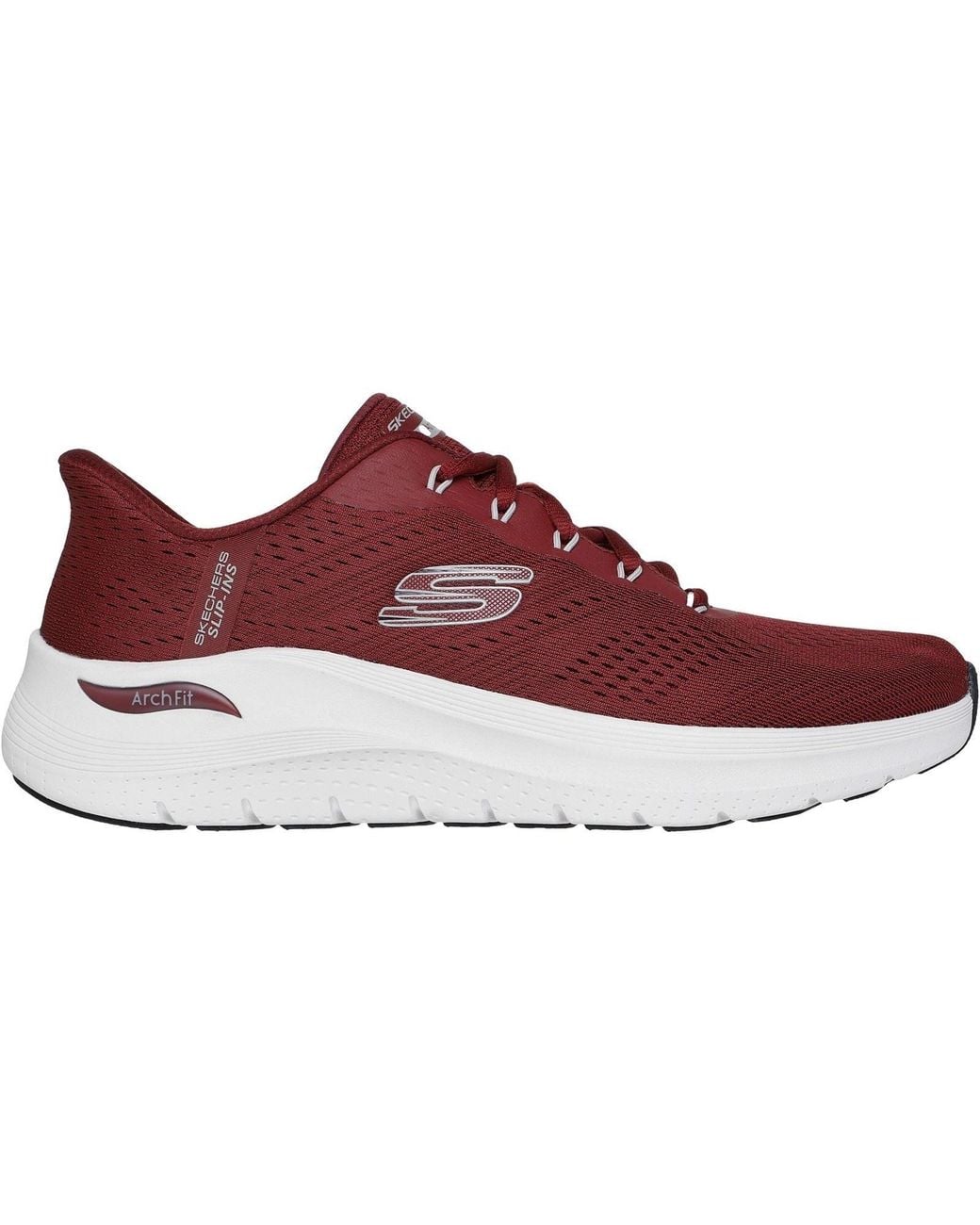 Skechers Red Arch Fit 2.0 Lestur Textile Burgundy Trainers for men