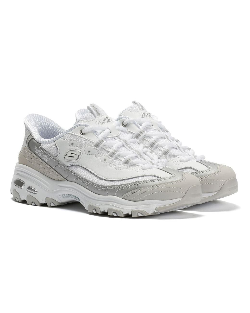 Skechers White Slip-Ins D'Lites Smooth Trainers