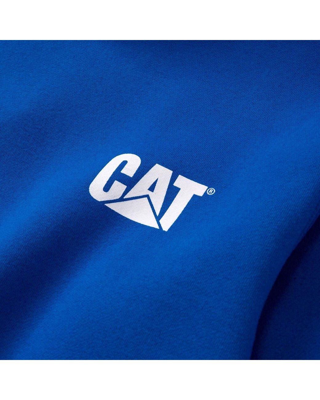 Caterpillar Blue Trademark Banner Cotton Hoodie for men