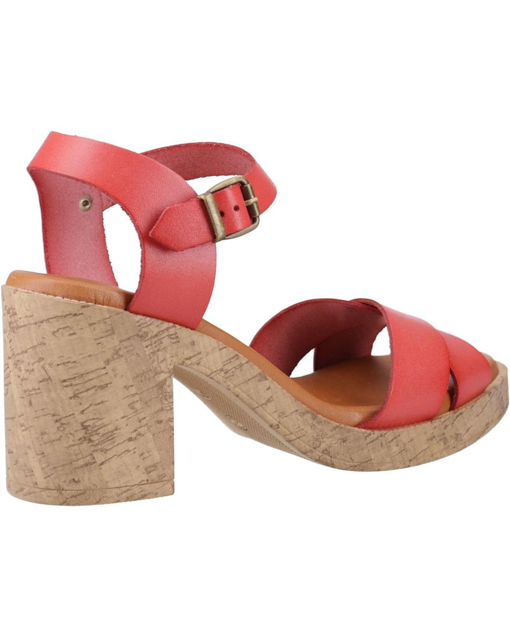 Hush Puppies Pink Georgia Cork Leather Coral Heels