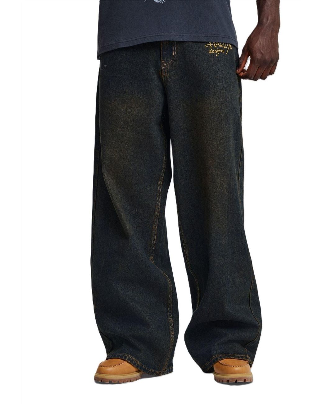 Ed Hardy Black Slithering Dragon Xxtra Sandy Jeans for men