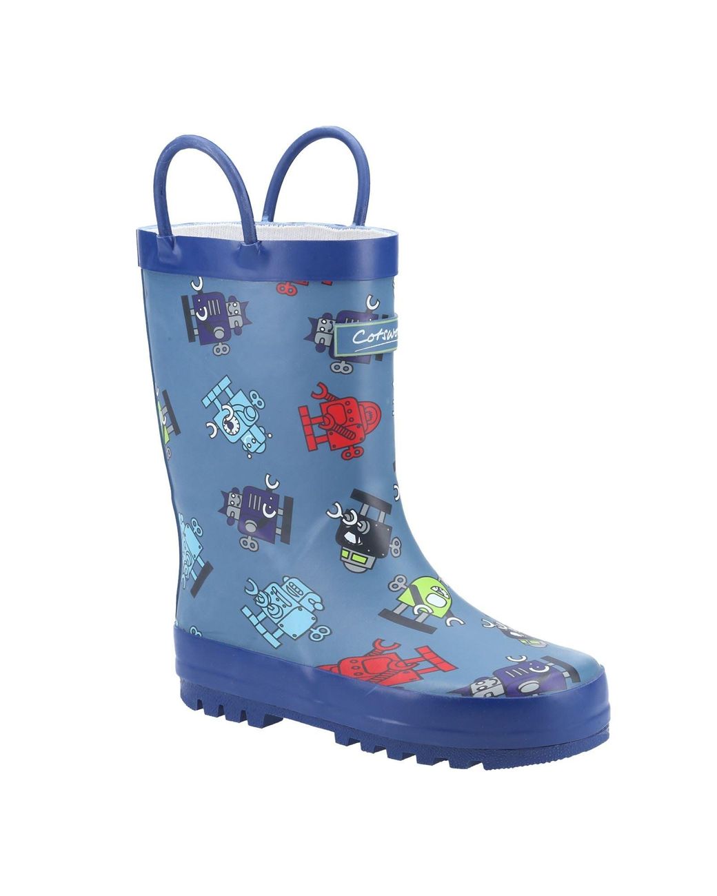 Cotswold Blue Puddle Rubber Robot Wellington Boots