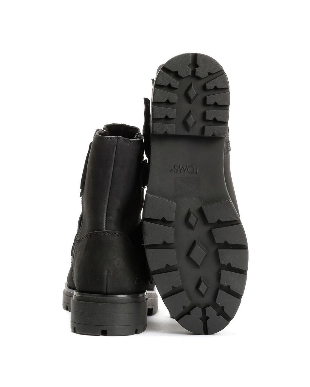 TOMS Black Ionie Moto Nubuck Leather Boots
