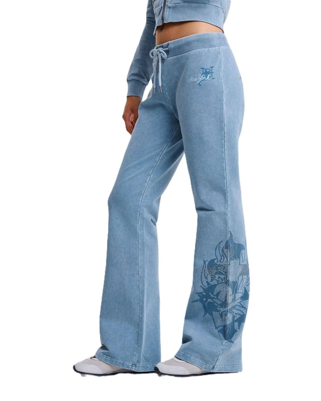 Ed Hardy Blue Cross And Thorn Flared Joggers