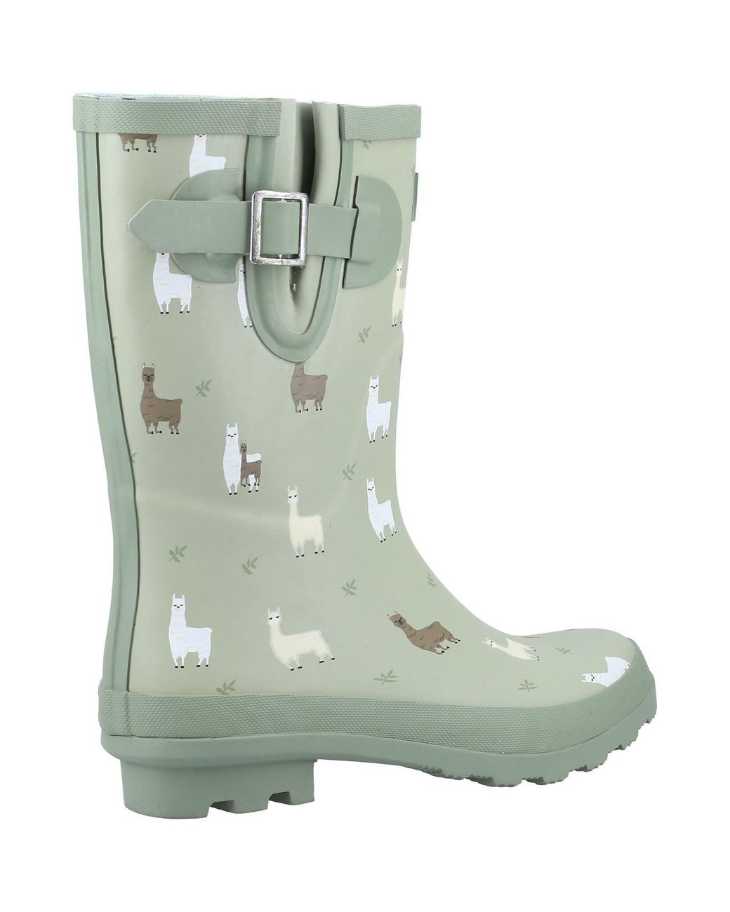 Cotswold Green Farmyard Mid Rubber Alpaca Wellington Boots