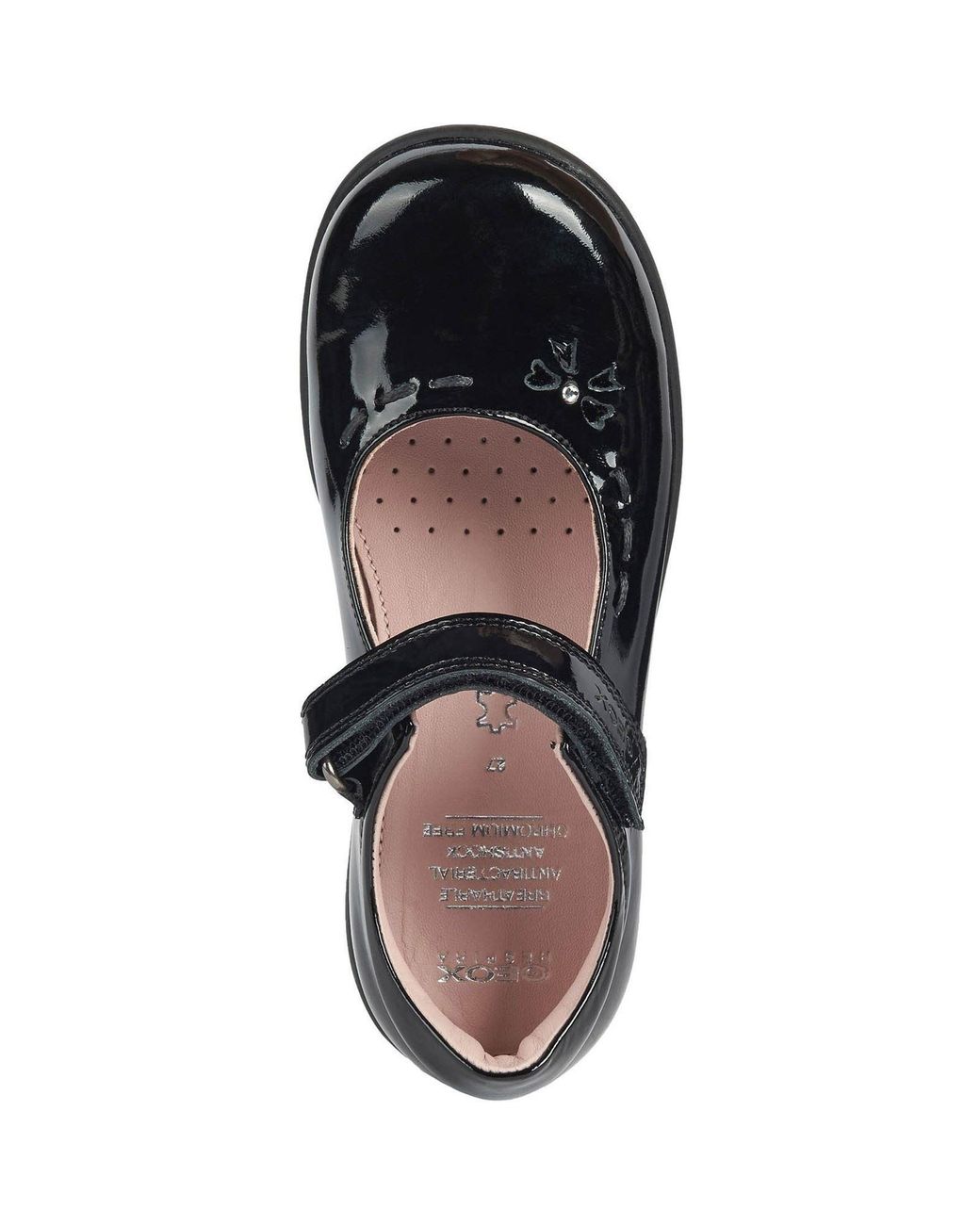 Geox Black J Naimara G.A Leather Patent Shoes