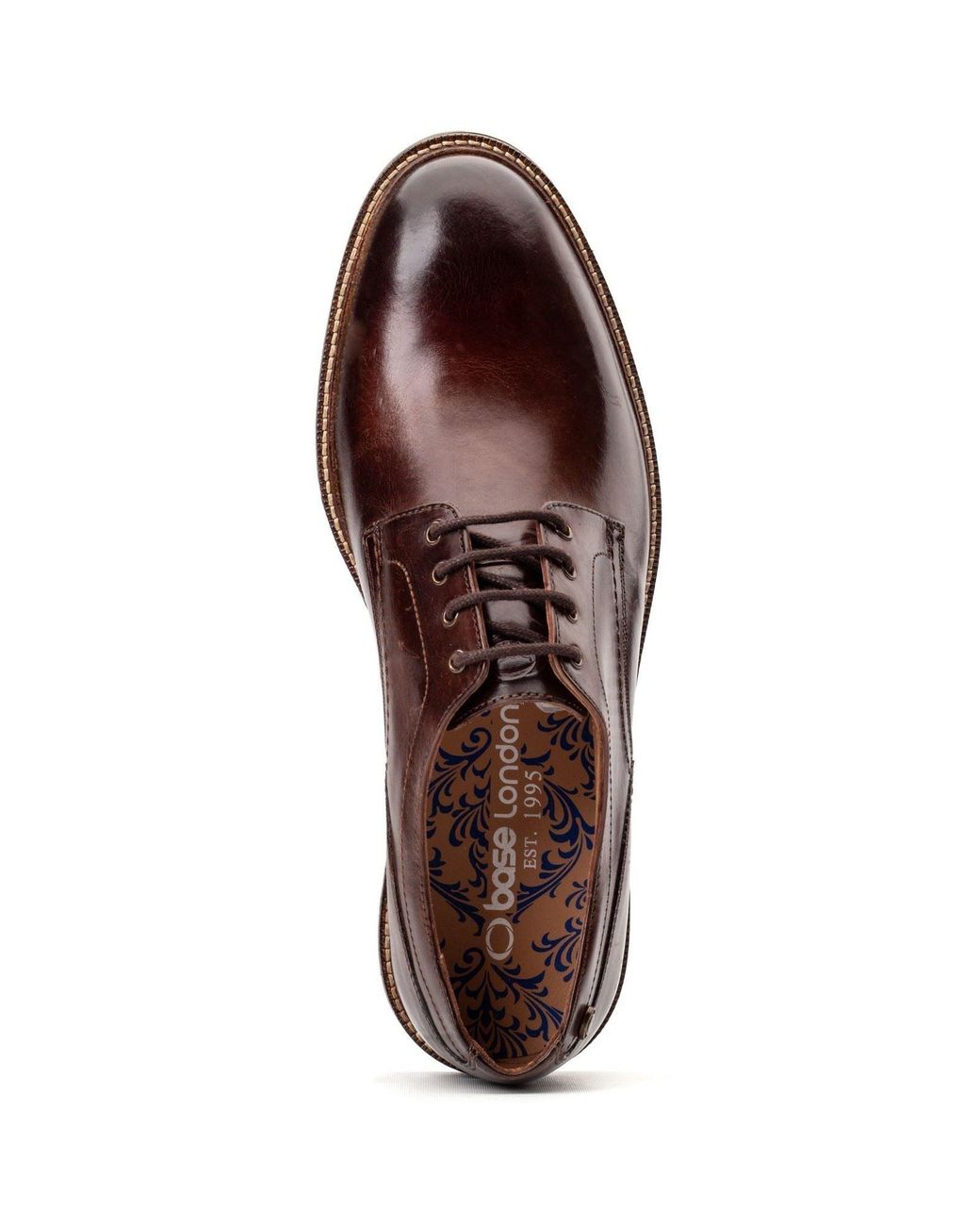 Base London Brown Durham Leather Burnt Lace-Up Shoes for men