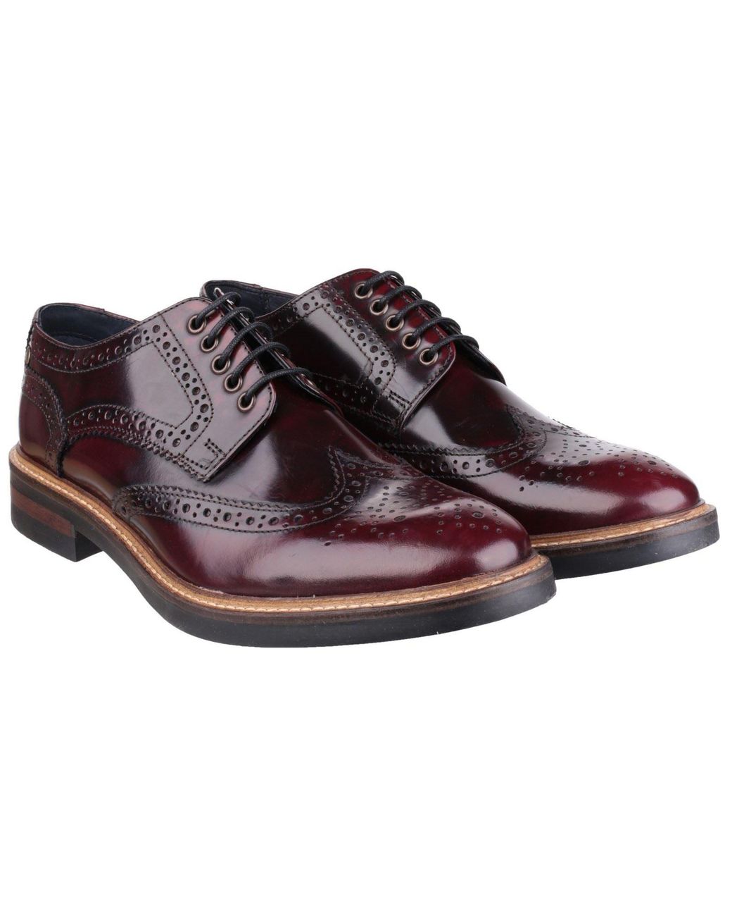 Base London Brown Woburn Leather Bordo Brogues Shoes for men