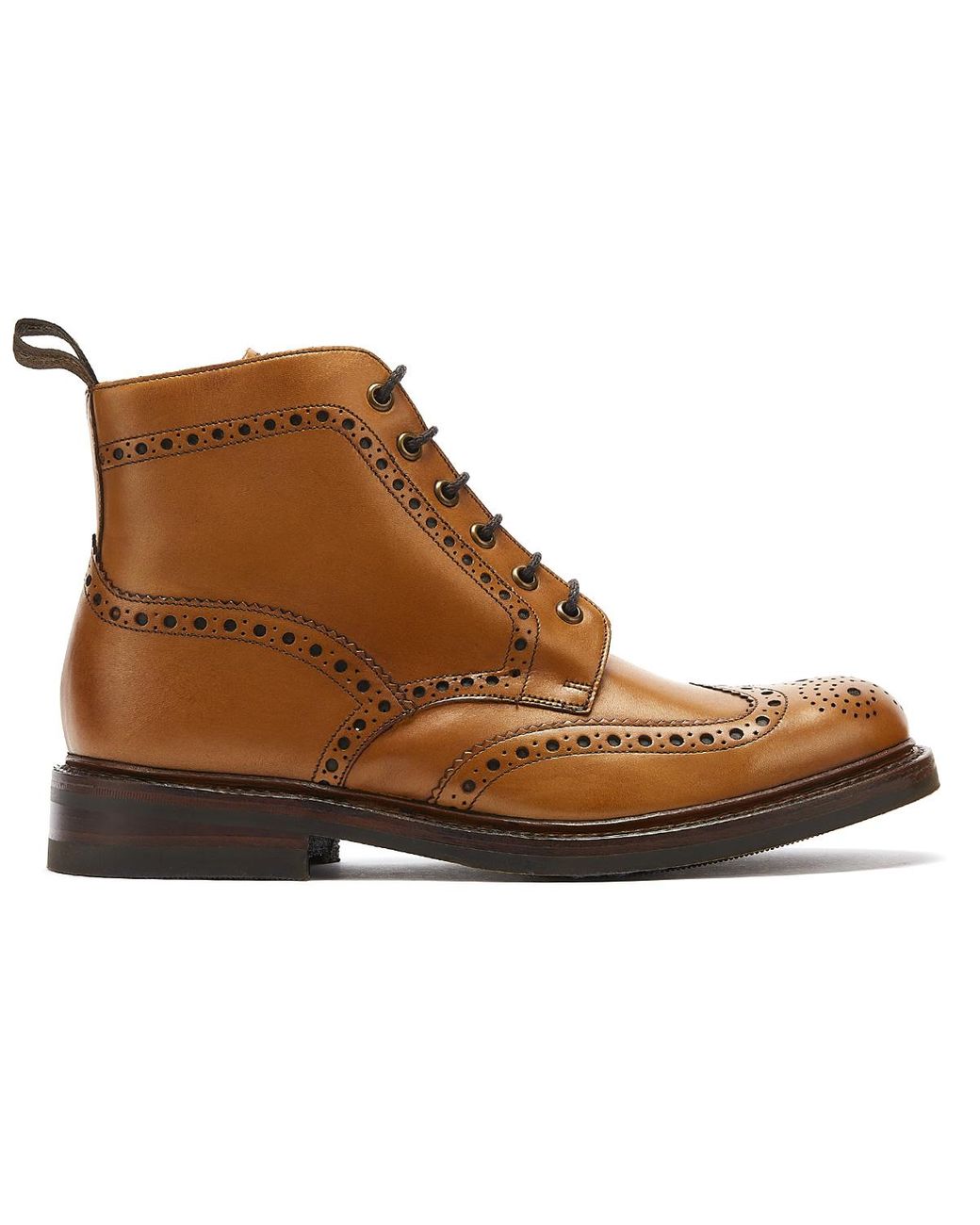 Leather Wide Fit Brogue Boots 