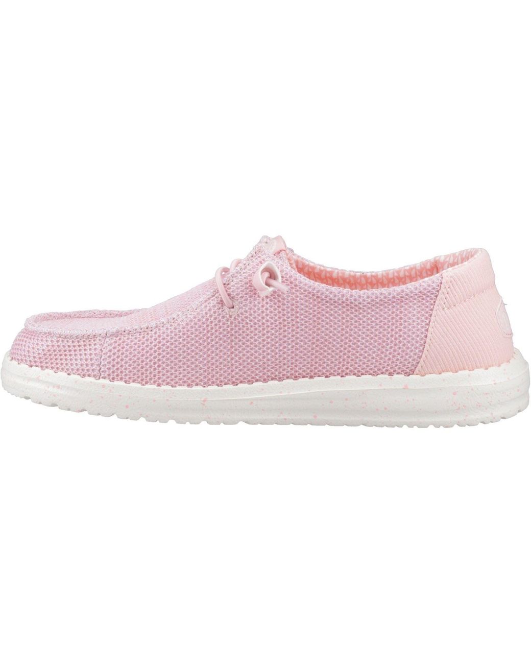 HeyDude Pink Wendy Stretch Sox Synthetic Blend Rosette Moccasins Shoes