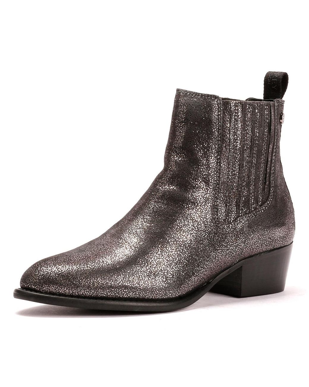 Osprey Gray The Janey Leather Gunmetal Ankle Boots