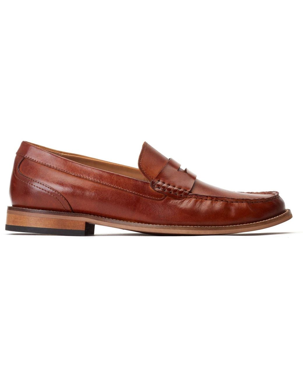 Base London Brown Garfield Leather Burnt Loafers for men