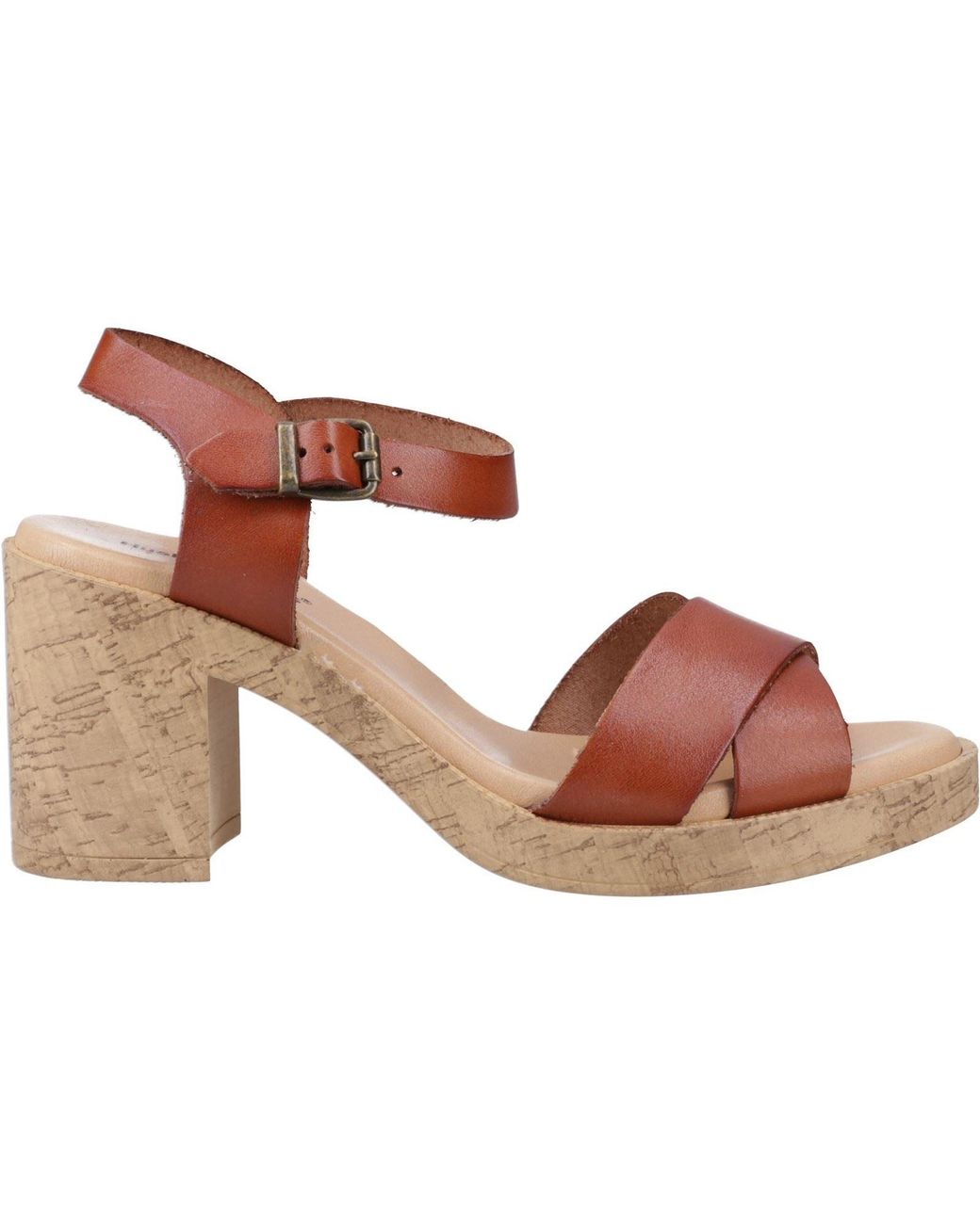 Hush Puppies Brown Georgia Cork Leather Heels