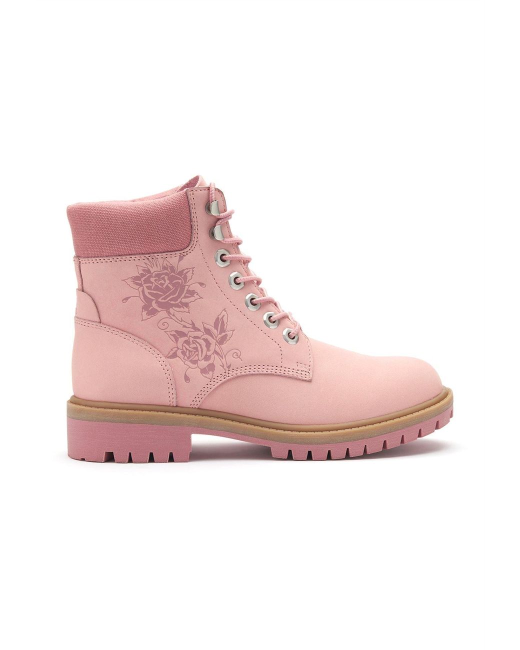 Ed Hardy Pink Wild Roses Nubuck Boots