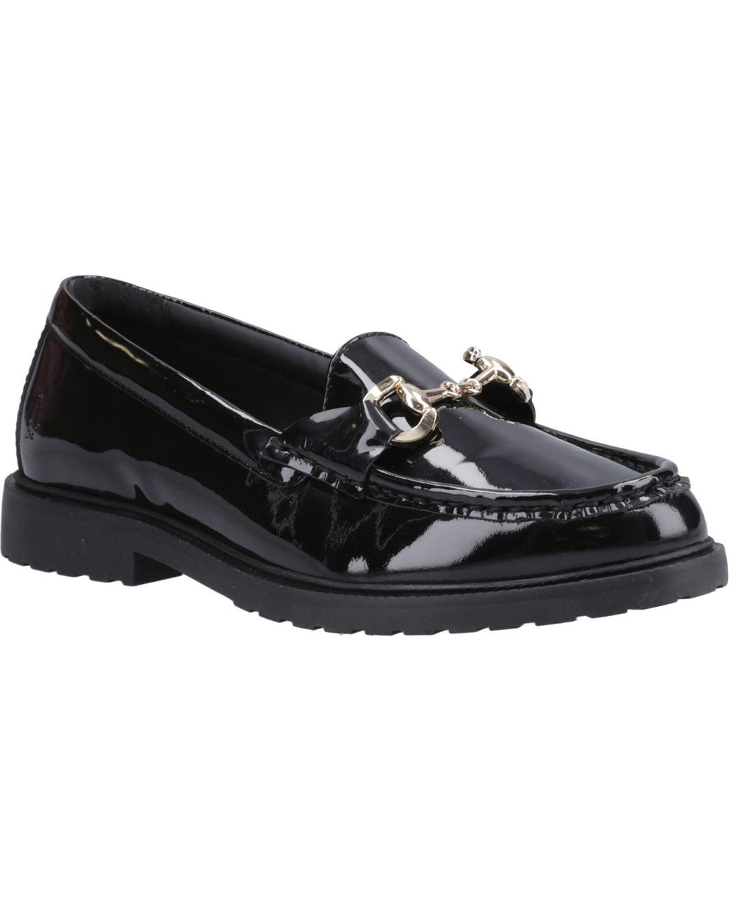 Hush Puppies Black Verity Patent Snaffle Leather Loafers