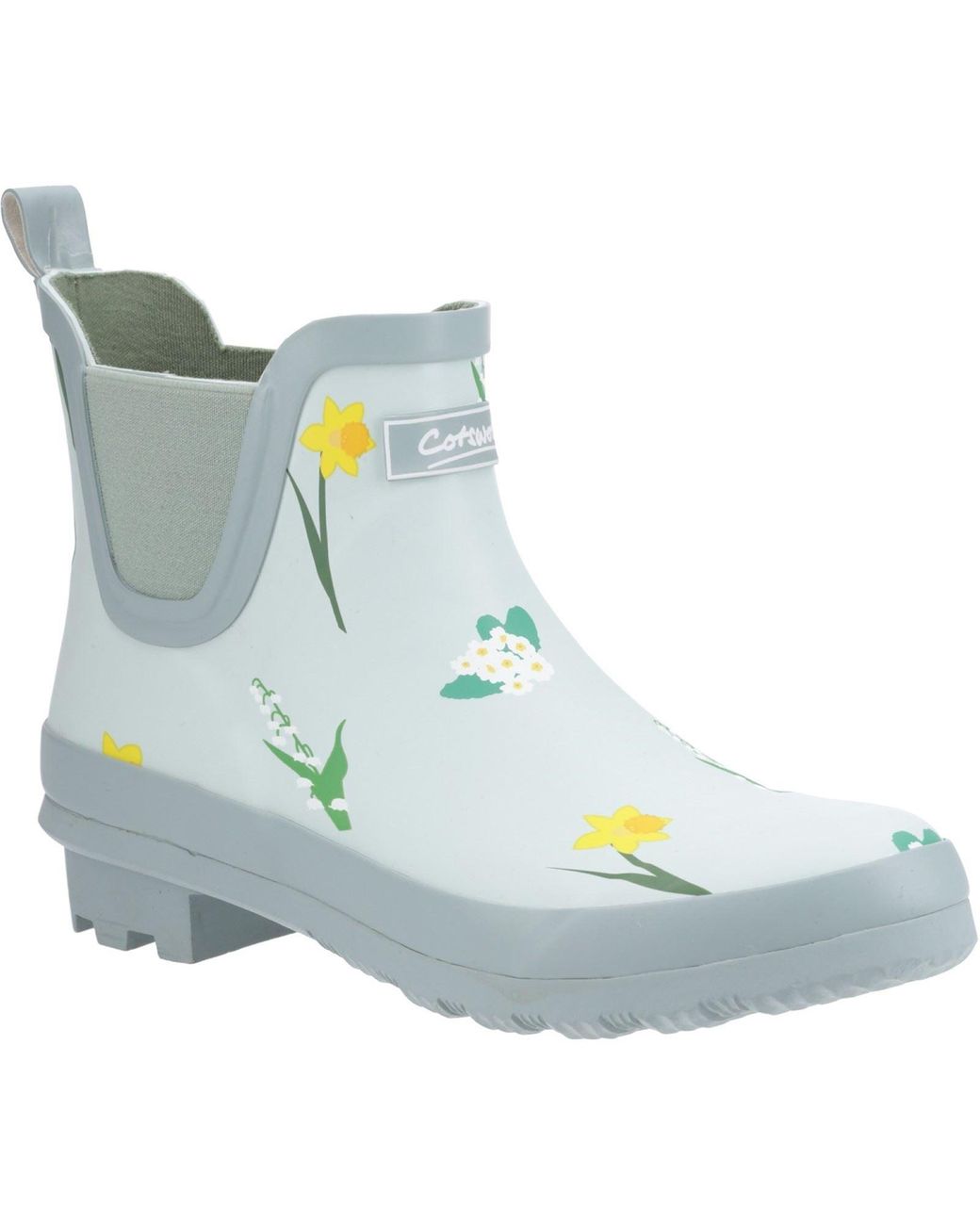 Cotswold Blue Wildflower Ankle Rubber Mint Wellington Boots