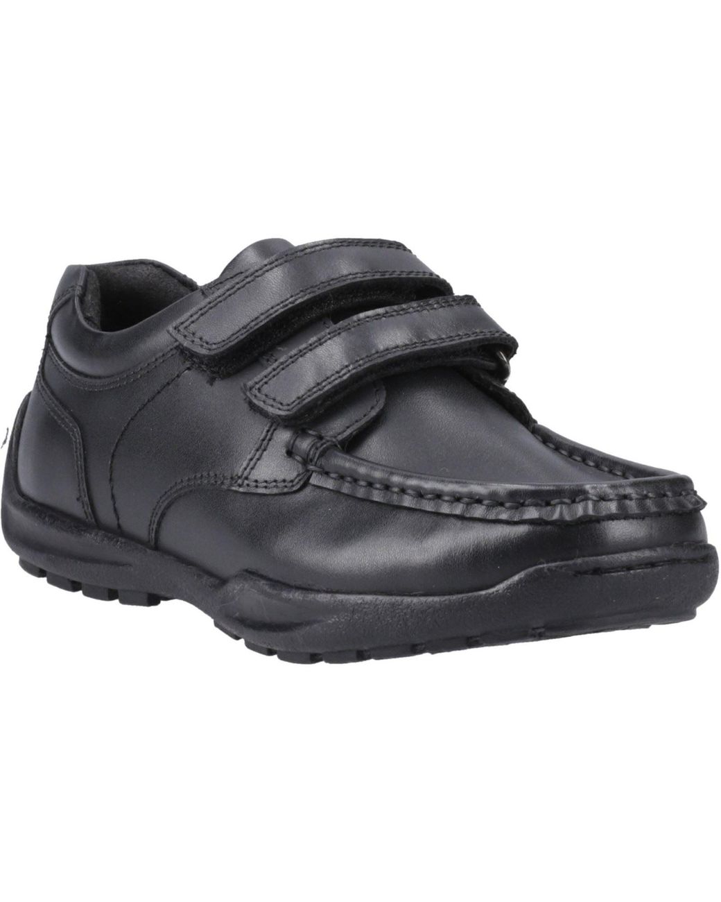 Hush Puppies Black Maddox Leather Moccasins Shoes for men