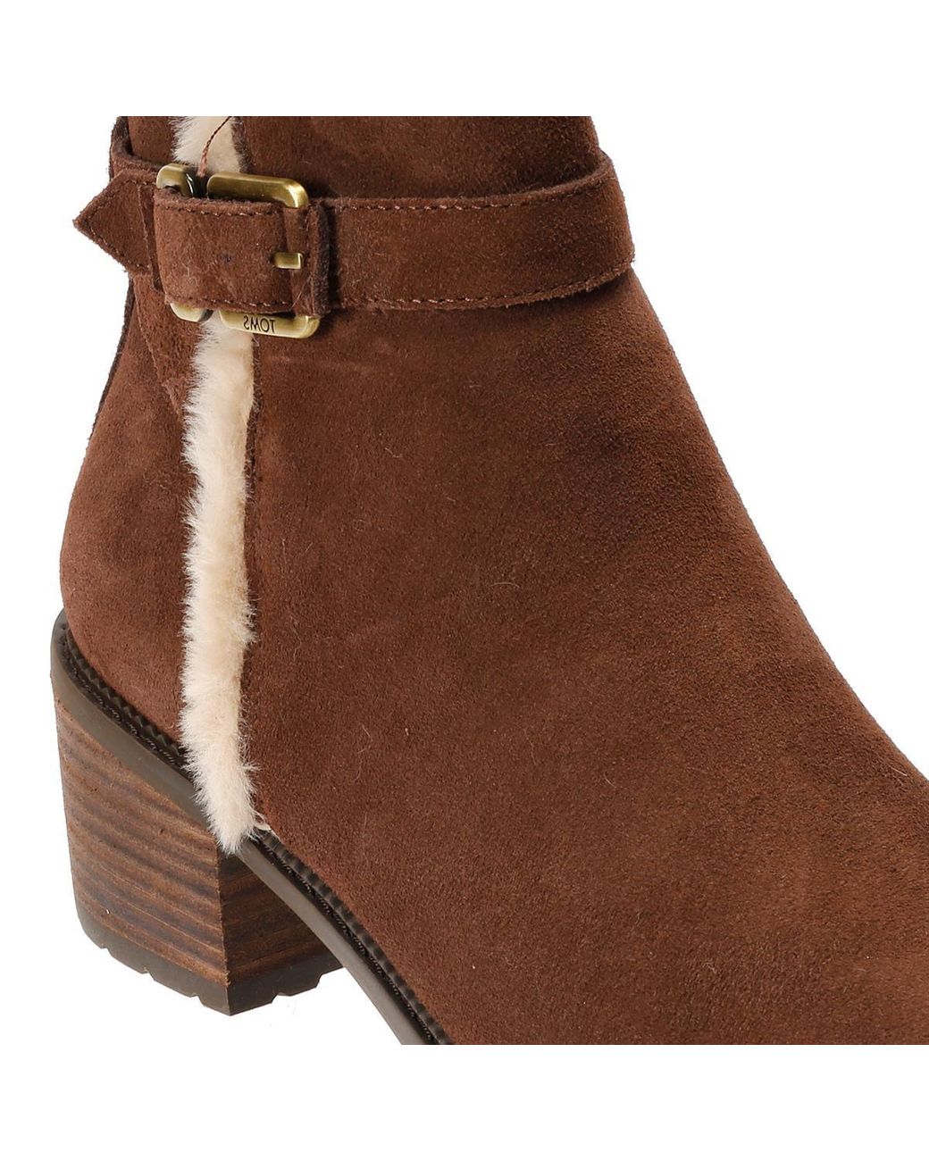 TOMS Brown Hailey Buckle Suede Dark Boots