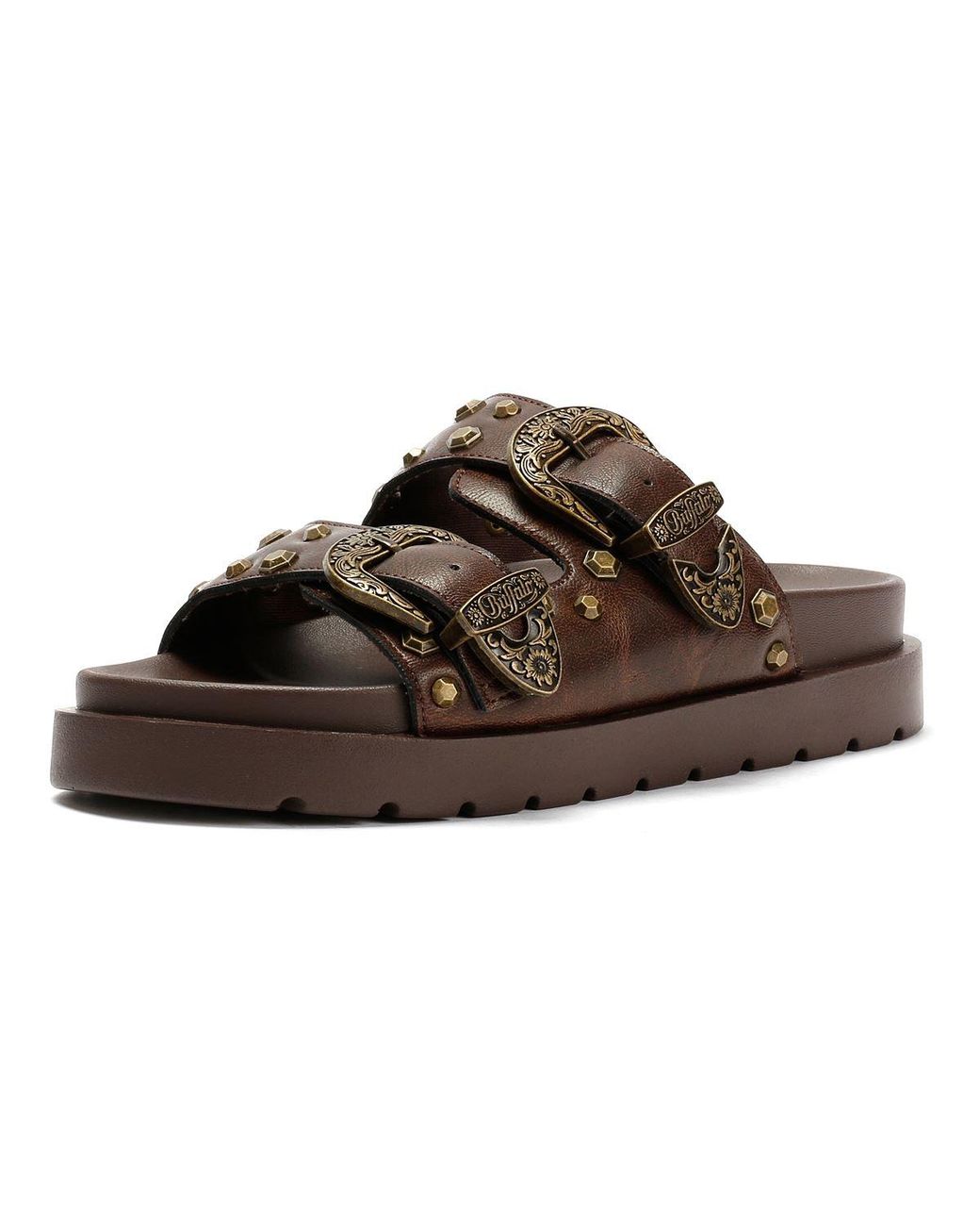Buffalo Brown Raya Ari West Leather Sandals