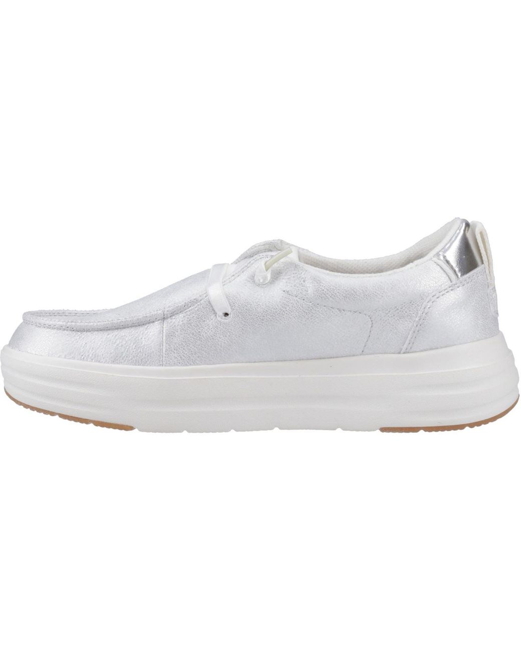 HeyDude White Wendy Nova Shimmer Synthetic Snow Moccasins Shoes