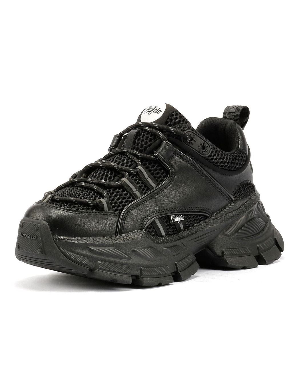 Buffalo Black Saturn Lace Trainers