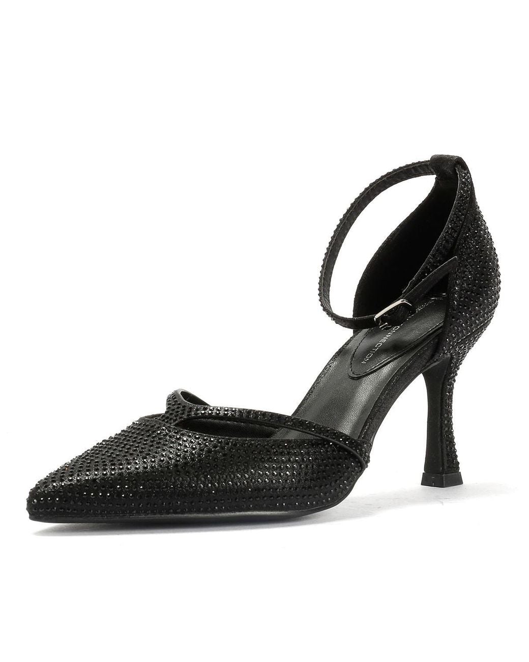 French Connection Black Nina Rhinstone Stilleto Heels
