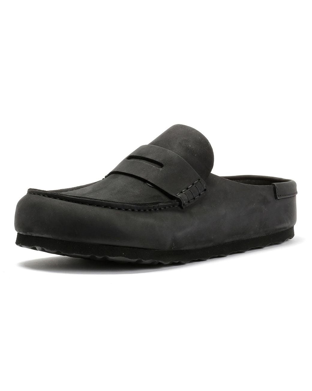 Birkenstock Black Naples Leather Regular Clogs