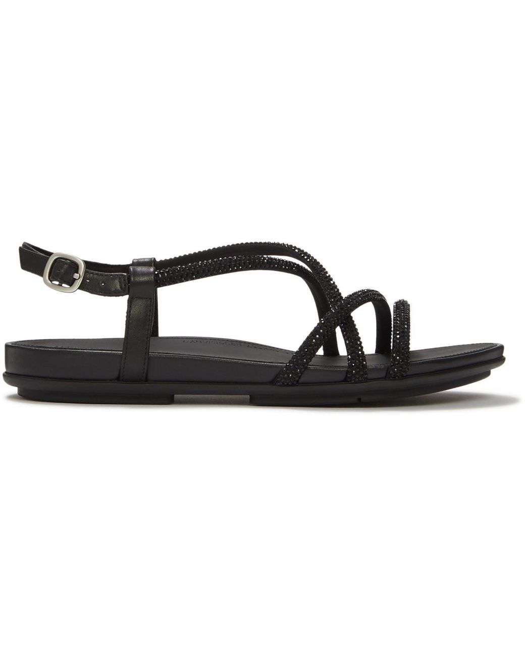 Fitflop Black Fino Toe-Post Leather All Sandals