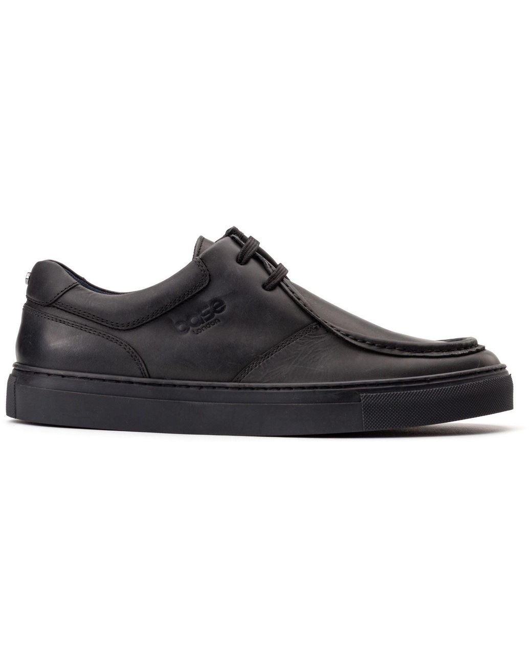 Base London Black Dalston Leather Moccasins Shoes for men