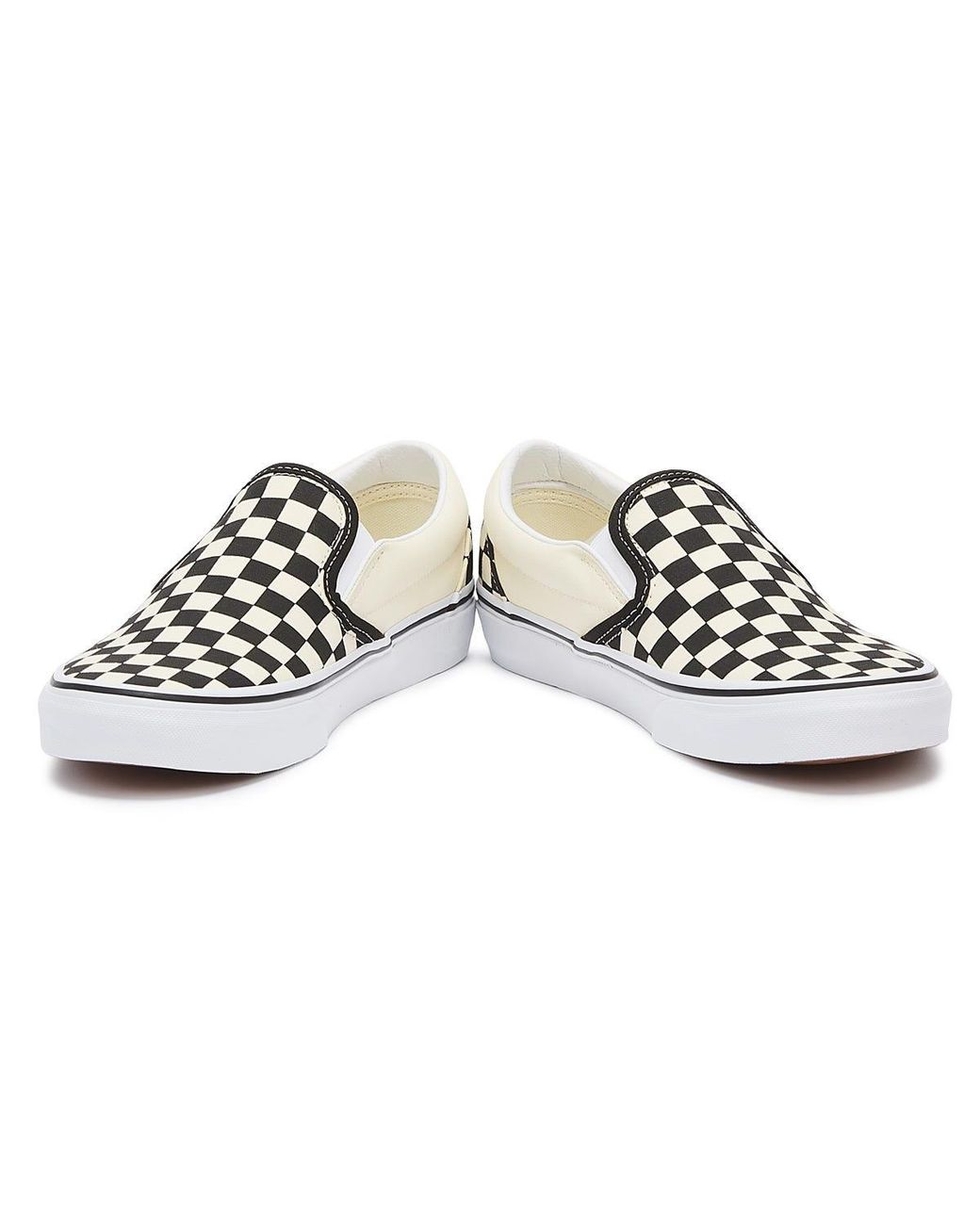 Vans White Classic Slip-On Checkboard Canvas Skate Trainers Rubber