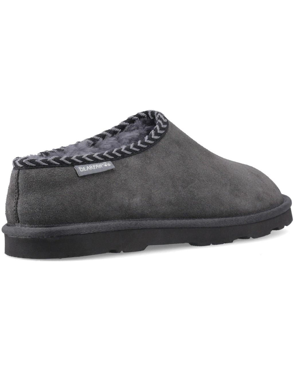 BEARPAW Gray Beau Suede Dark Slippers for men