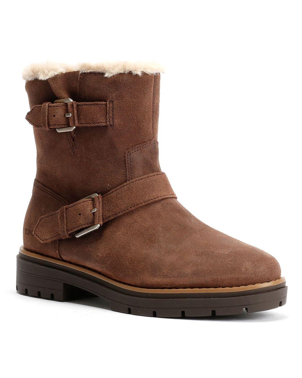 TOMS Brown Ionie Moto Waxy Suede Dark Boots