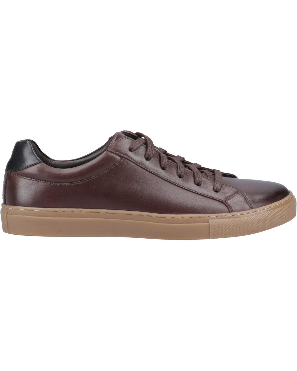 Hush Puppies Brown Colton Leather Coffee Trainers for men