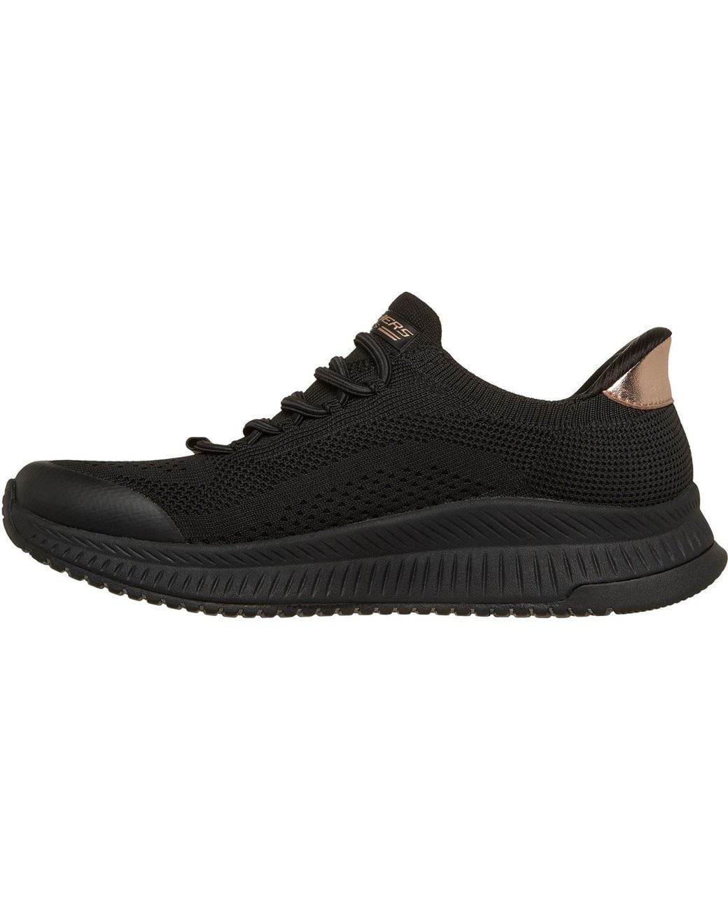 Skechers Black Bobs Sport Squad 4 Dire Step Polyester Trainers