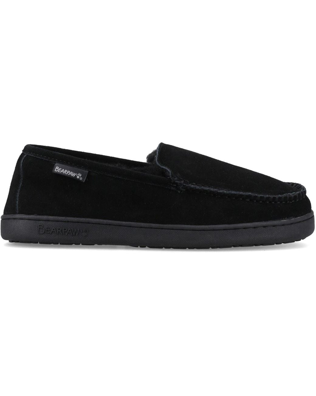 BEARPAW Black Brian Suede Slippers for men