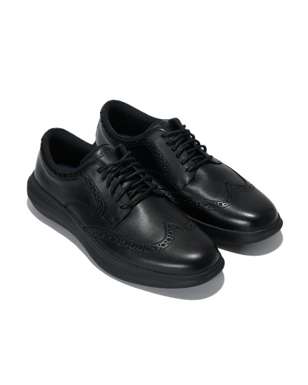 Cole Haan Black Grand Aerion Wingtip Oxfords Leather Lace-Up Shoes for men