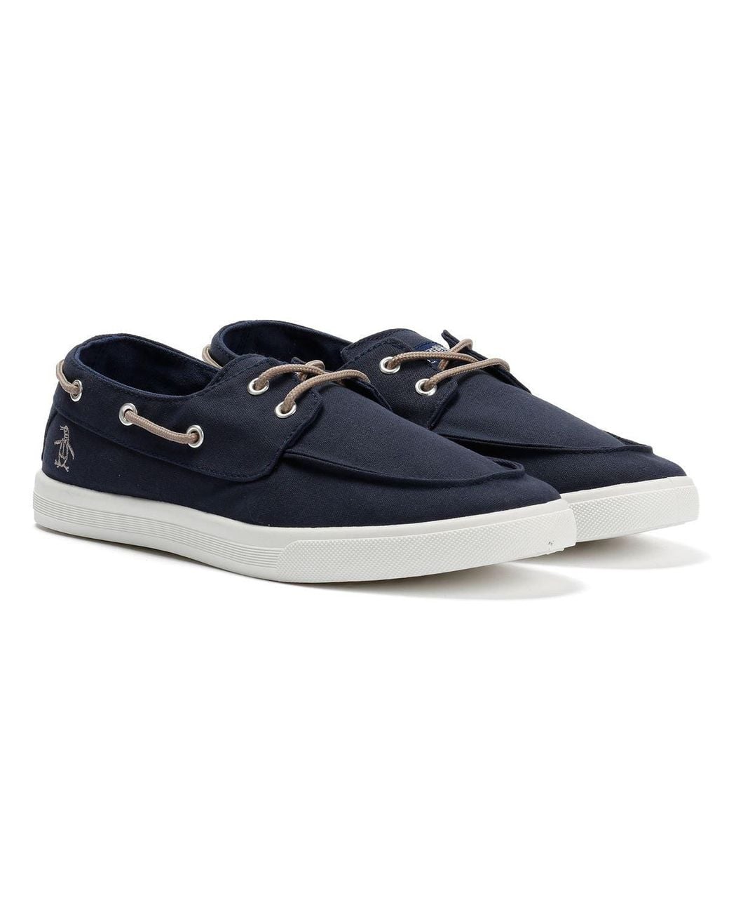 Original Penguin Blue Sailor Canvas Lace-Up Shoes for men
