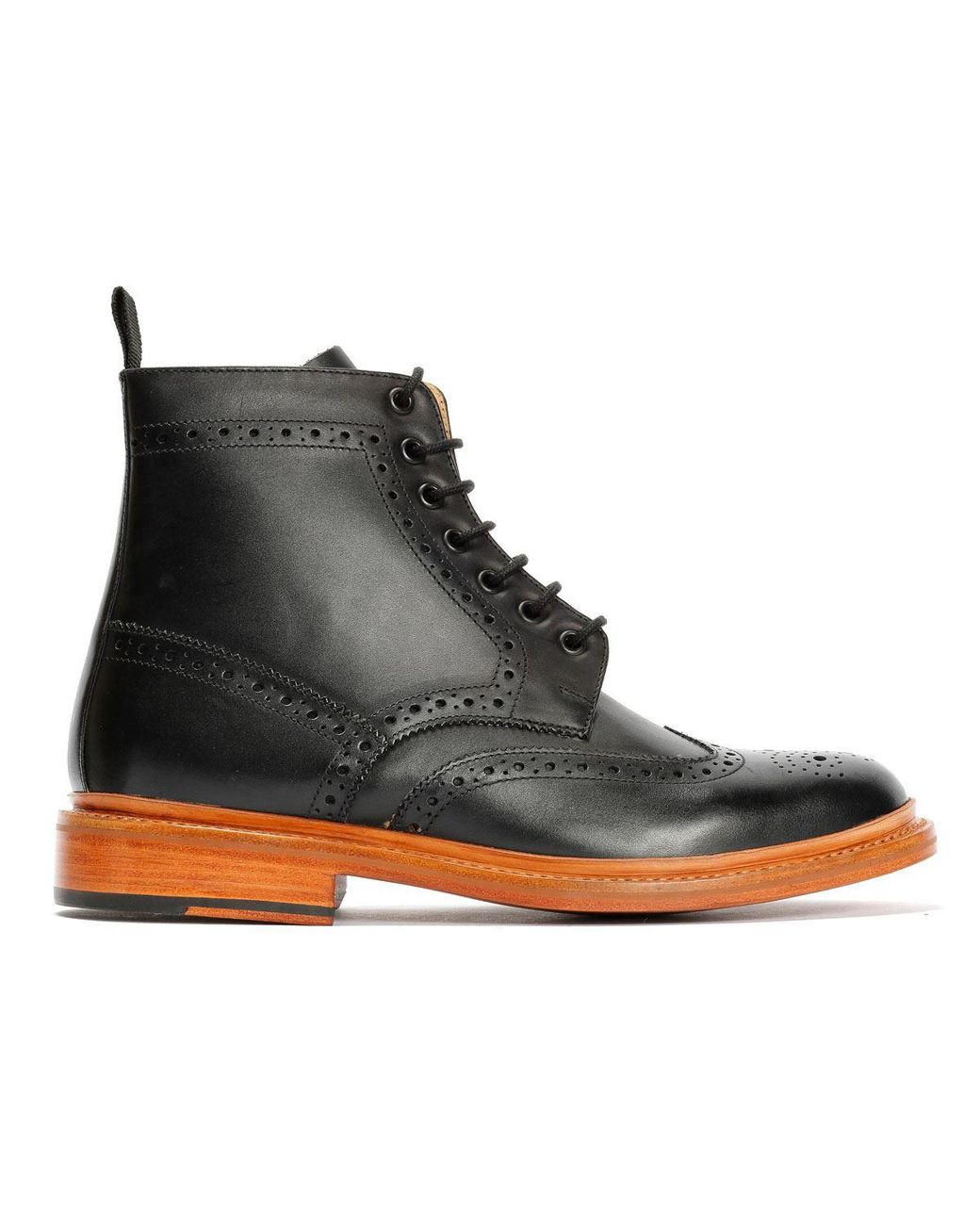 Chapman & Moore Black Walter Brogue Leather Boots for men
