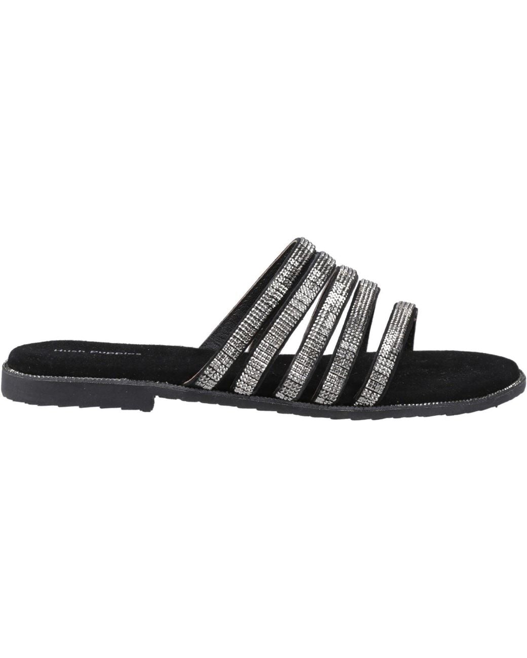 Hush Puppies Black Paris Slide Suede Sandals