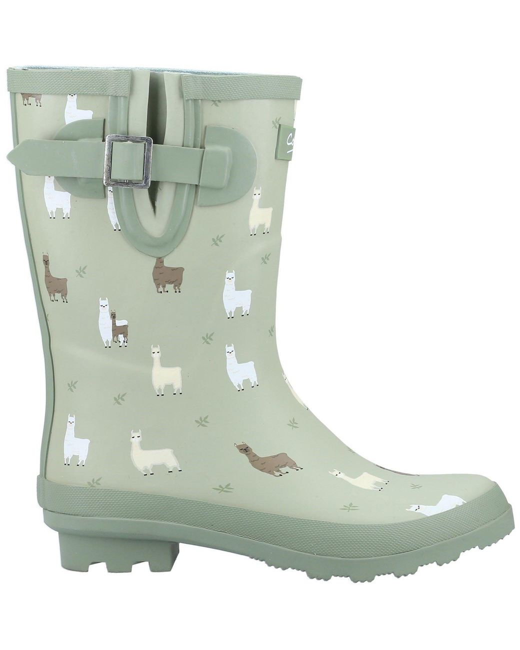 Cotswold Green Farmyard Mid Rubber Alpaca Wellington Boots