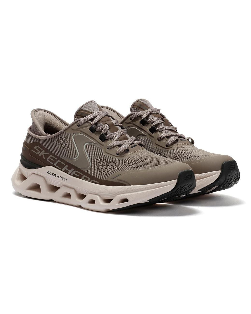 Skechers Gray Slip-Ins Glide Step Altus Mesh Khaki Trainers