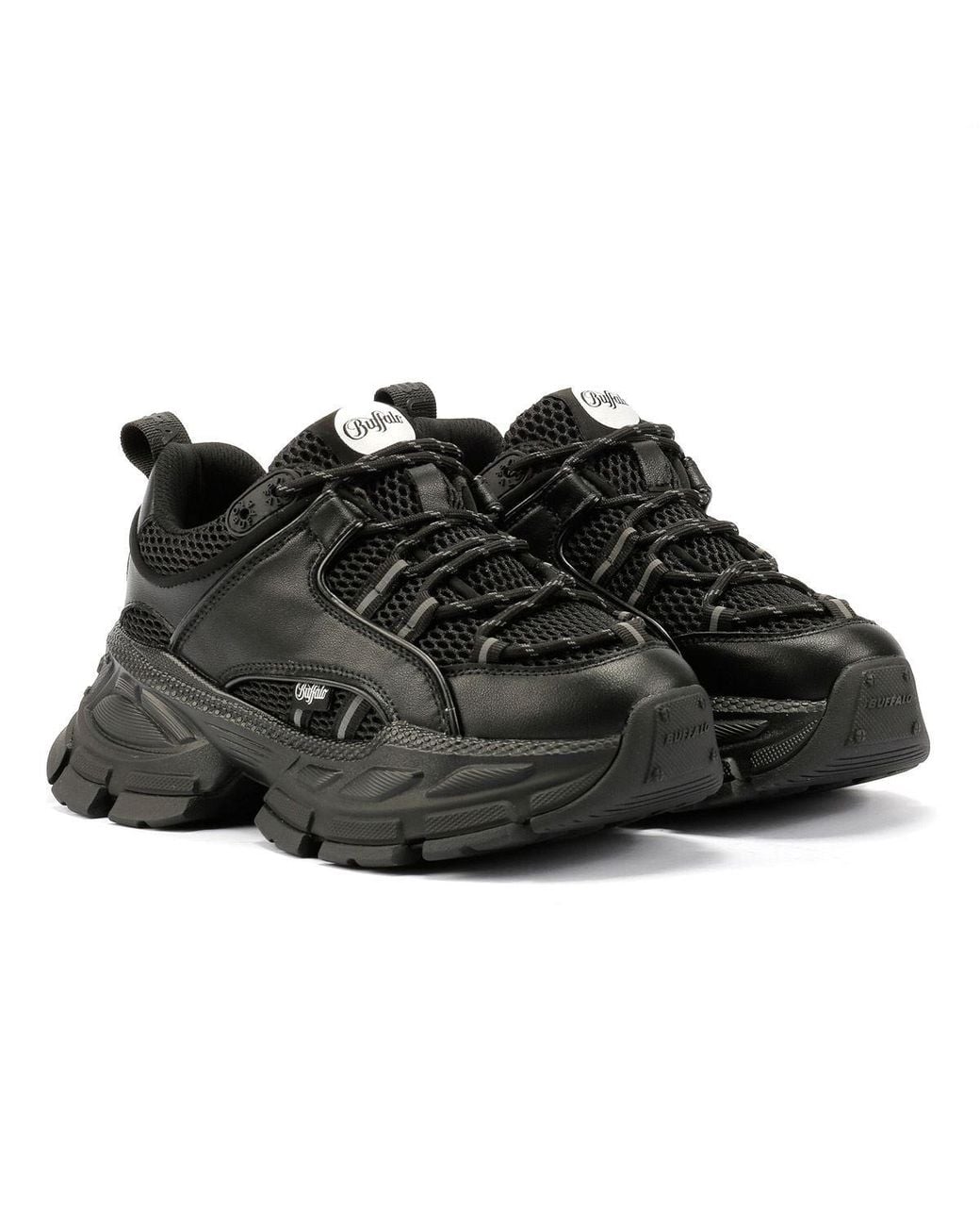 Buffalo Black Saturn Lace Trainers